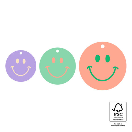 Cadeaulabels Multi Sizes - Smiley Happy  (S - M - L) 