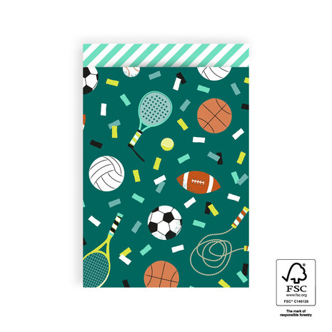 Cadeauzakjes Sports - Stripe Mint 17 x 25 cm 