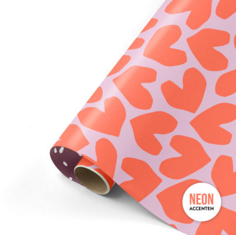 Cadeaupapier XL Solo hearts neon/lila