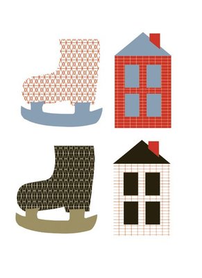 Cadeaulabels skates & houses