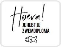 Sticker Hoera! je hebt je zwemdiploma (visje)