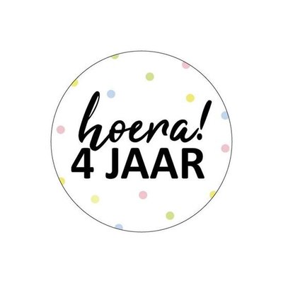 Sticker Hoera! 4 jaar