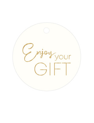 Cadeaulabel Enjoy your gift offwhite/gold  (rond)