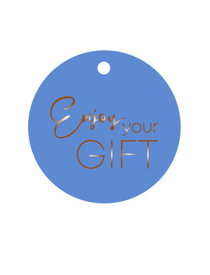 Cadeaulabel Enjoy your gift blue/brons  (rond)