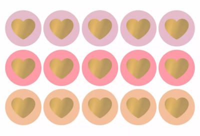 Sticker Lovely hearts pretty pink/gold