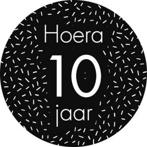 Sticker Hoera 10 jaar (sprinkles)