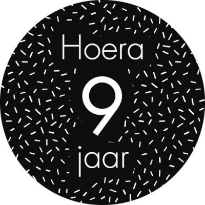 Sticker Hoera 9 jaar (sprinkles)