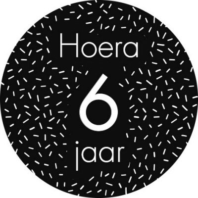 Sticker Hoera 6 jaar (sprinkles)