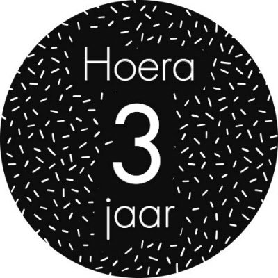 Sticker Hoera 3 jaar (sprinkles)