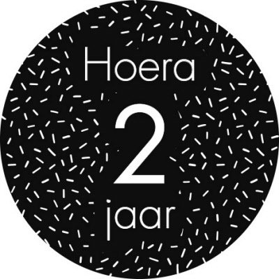 Sticker Hoera 2 jaar (sprinkles)