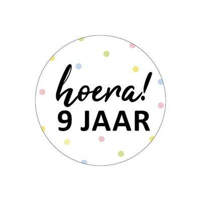 Sticker Hoera! 9 jaar