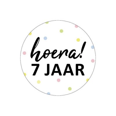 Sticker Hoera! 7 jaar