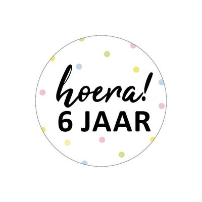 Sticker Hoera! 6 jaar