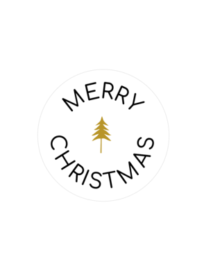 Sticker Merry Christmas white/black/gold