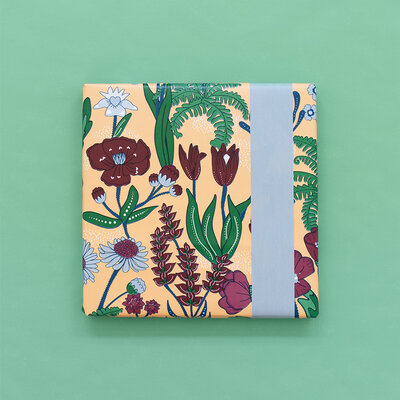 Cadeaupapier Flowers Vintage Peach - Polar Blue