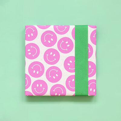 Cadeaupapier Smiley Bright Pink - Green