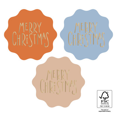 Stickers Multi - Text Merry Christmas Gold