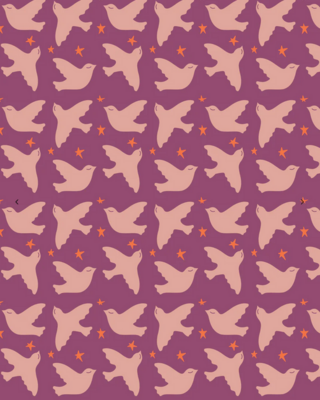 Cadeaupapier Christmas birds · purple tales + litchi + blood orange