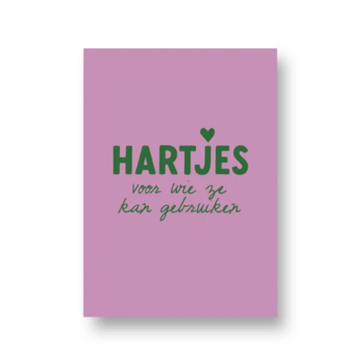 Ansichtkaart Hartjes voor wie ze kan gebruiken