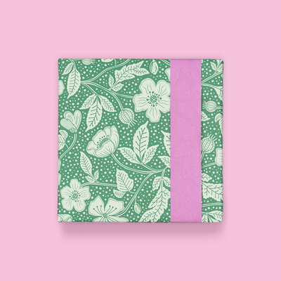 Cadeaupapier Poppy Green - Pink