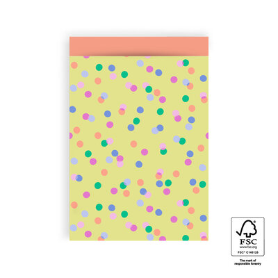 Cadeauzakjes Party Confetti Yellow - Salmon 17 x 25 cm