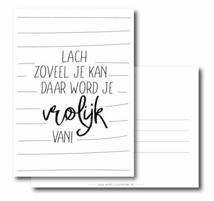 Ansichtkaart Lach Zoveel Je Kan Daar Word Je Vrolijk Van Vlindersinjebuik